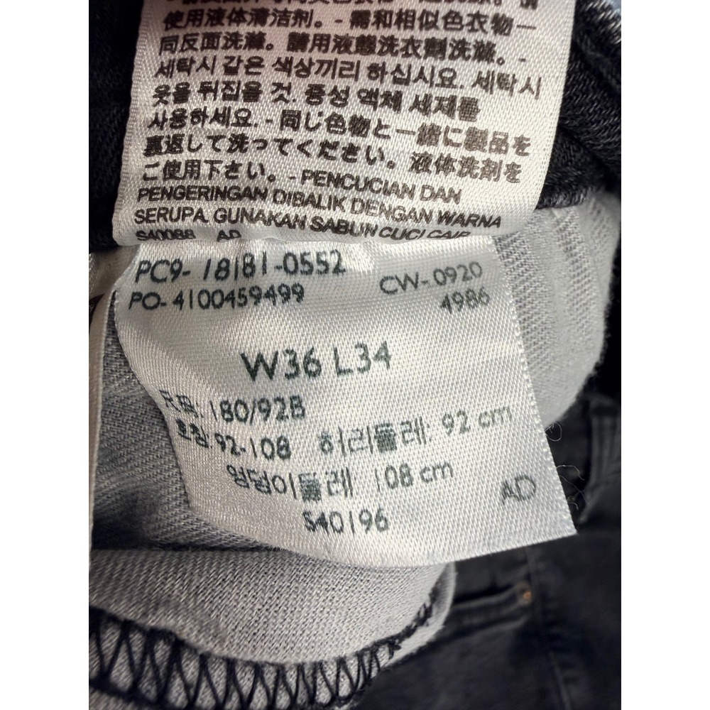 Levis 541 Athletic Taper Jeans Mens 36x34 Faded Black Grey Denim Workwear Pants - Picture 4 of 8